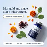 Marigold and algae sources, not a lab shortcut - 11 clinical ingredients, non-GMO, vegan, beta-carotene-free